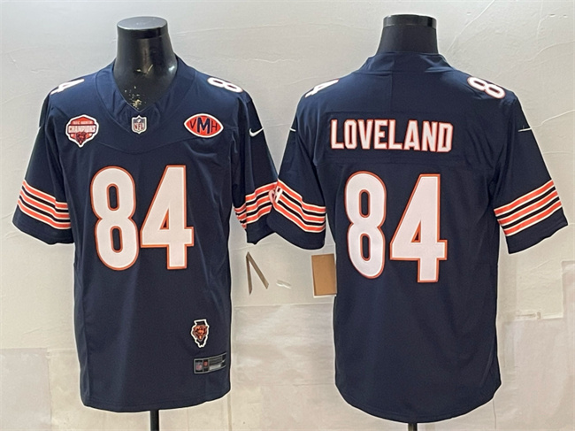 Men's Chicago Bears #84 Colston Loveland Navy F.U.S.E. 2025 NFC North Champions & VMH Patch Vapor Untouchable Limited Stitched Football Jersey